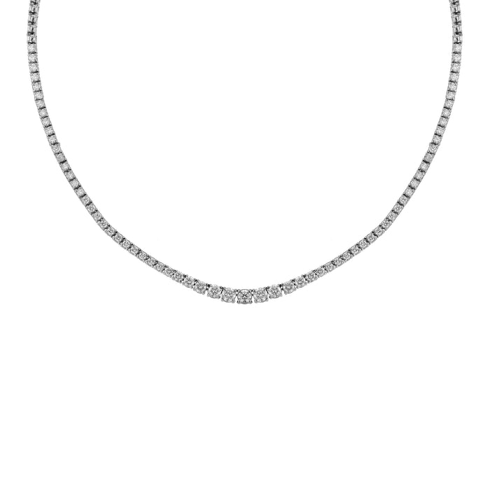 18K White Gold Diamond Half Tennis Necklace