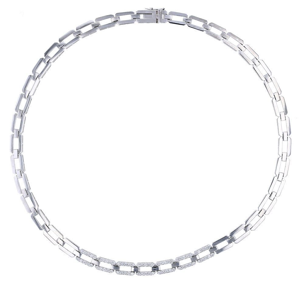 14k White gold Diamond Link Necklace