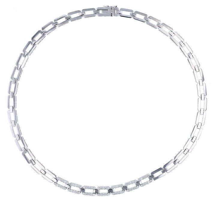 14k White gold Diamond Link Necklace