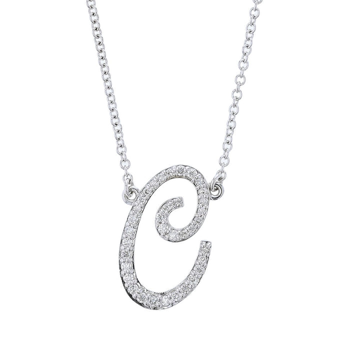 14kt White Gold Diamond C Initial Necklace