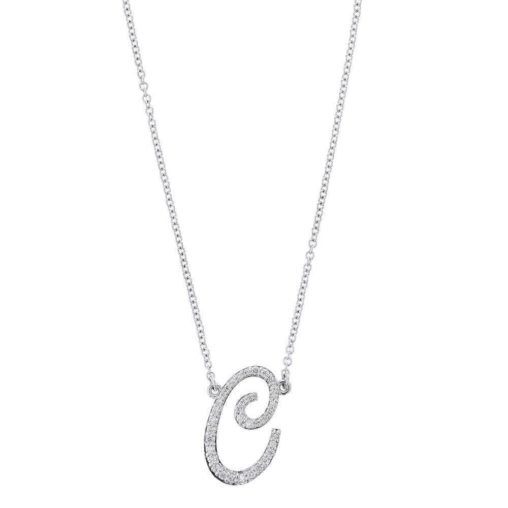 14kt White Gold Diamond C Initial Necklace