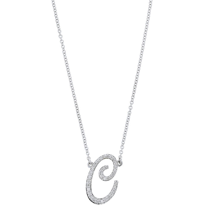 14kt White Gold Diamond C Initial Necklace
