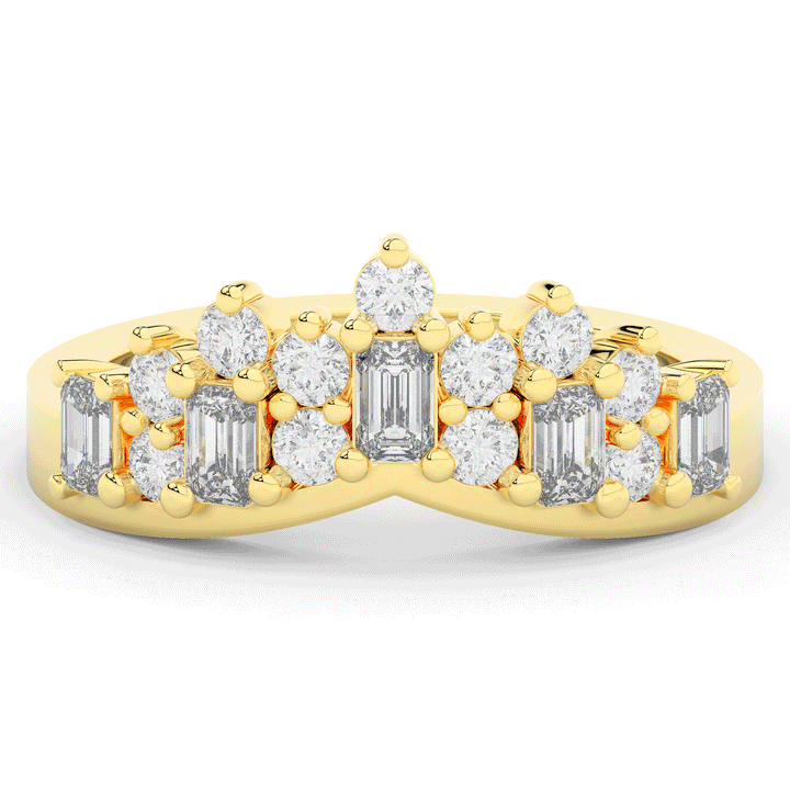 0.90CT.TW ROUND AND EMERALD CUT LAB DIAMOND CURVED WEDDING BAND - Nazarelle