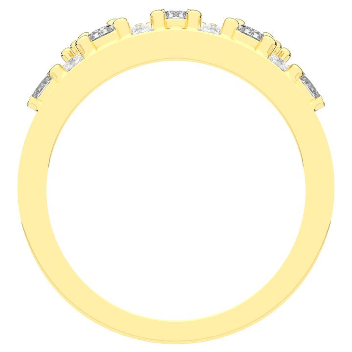 0.90CT.TW ROUND AND EMERALD CUT LAB DIAMOND CURVED WEDDING BAND - Nazarelle