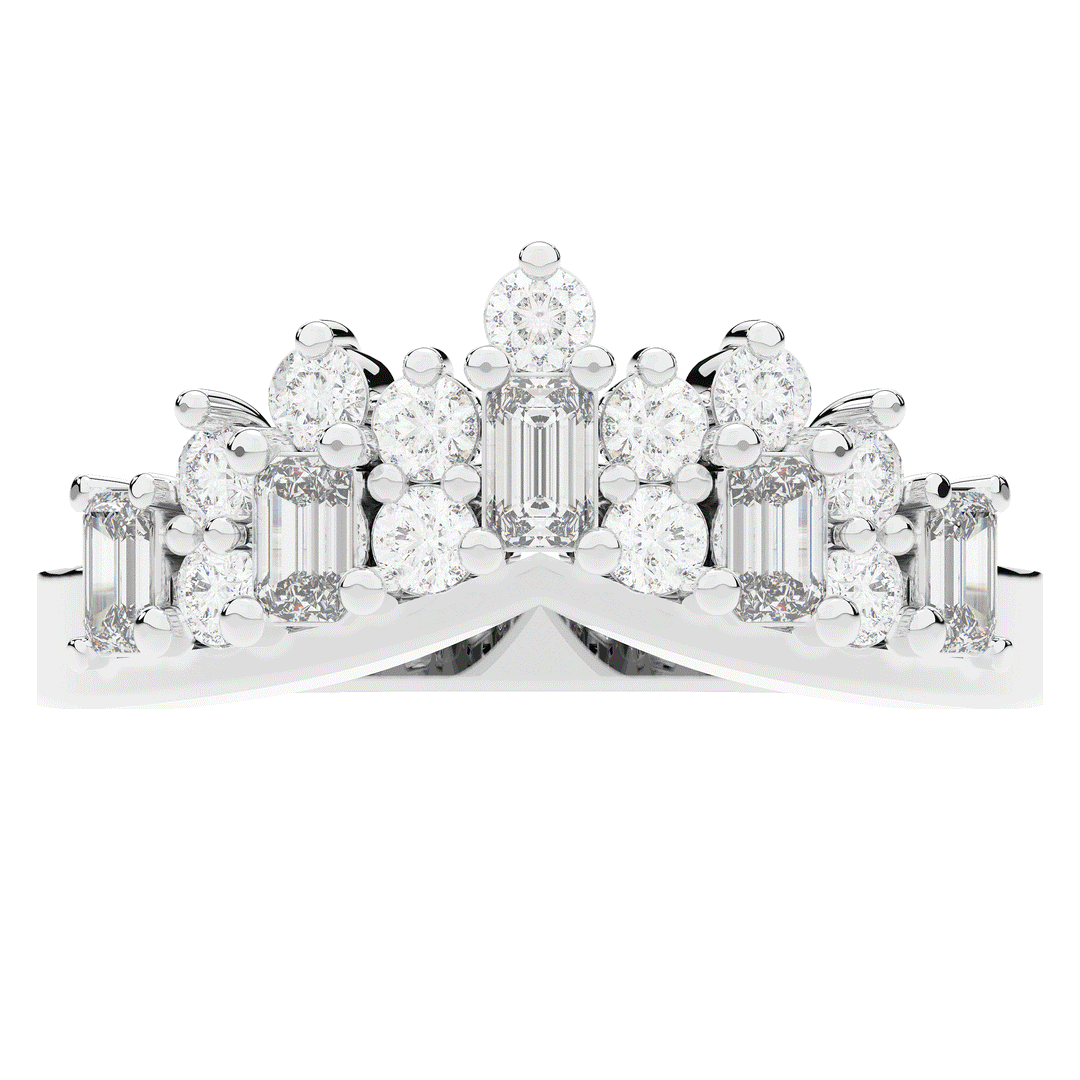 0.90CT.TW ROUND AND EMERALD CUT LAB DIAMOND CURVED WEDDING BAND - Nazarelle