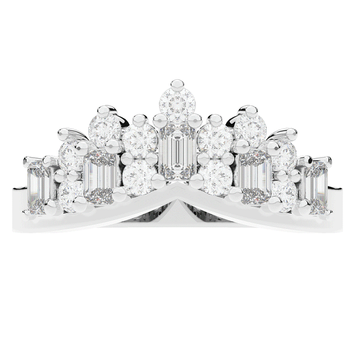 0.90CT.TW ROUND AND EMERALD CUT LAB DIAMOND CURVED WEDDING BAND - Nazarelle