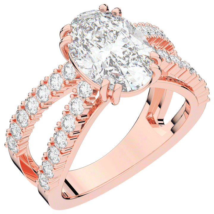 3.75CT.TW OVAL LAB DIAMOND SPLIT BAND ENGAGEMENT RING