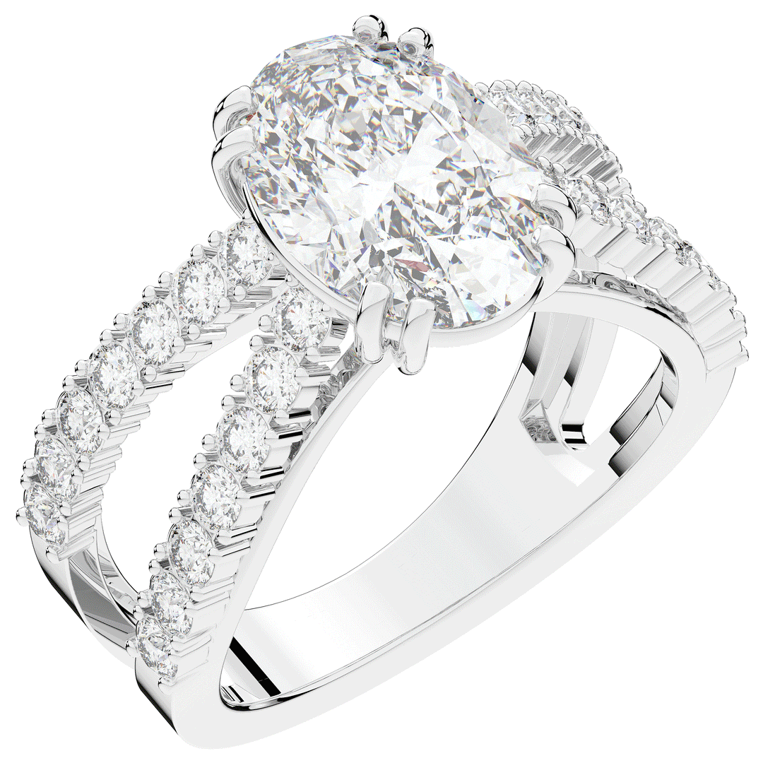 3.75CT.TW OVAL LAB DIAMOND SPLIT BAND ENGAGEMENT RING