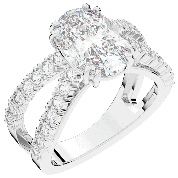 3.75CT.TW OVAL LAB DIAMOND SPLIT BAND ENGAGEMENT RING