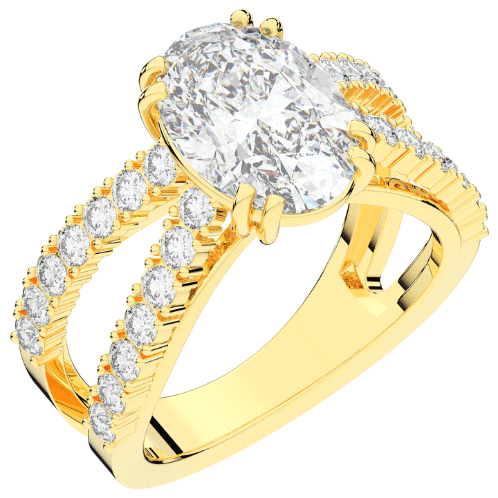 3.75CT.TW OVAL LAB DIAMOND SPLIT BAND ENGAGEMENT RING