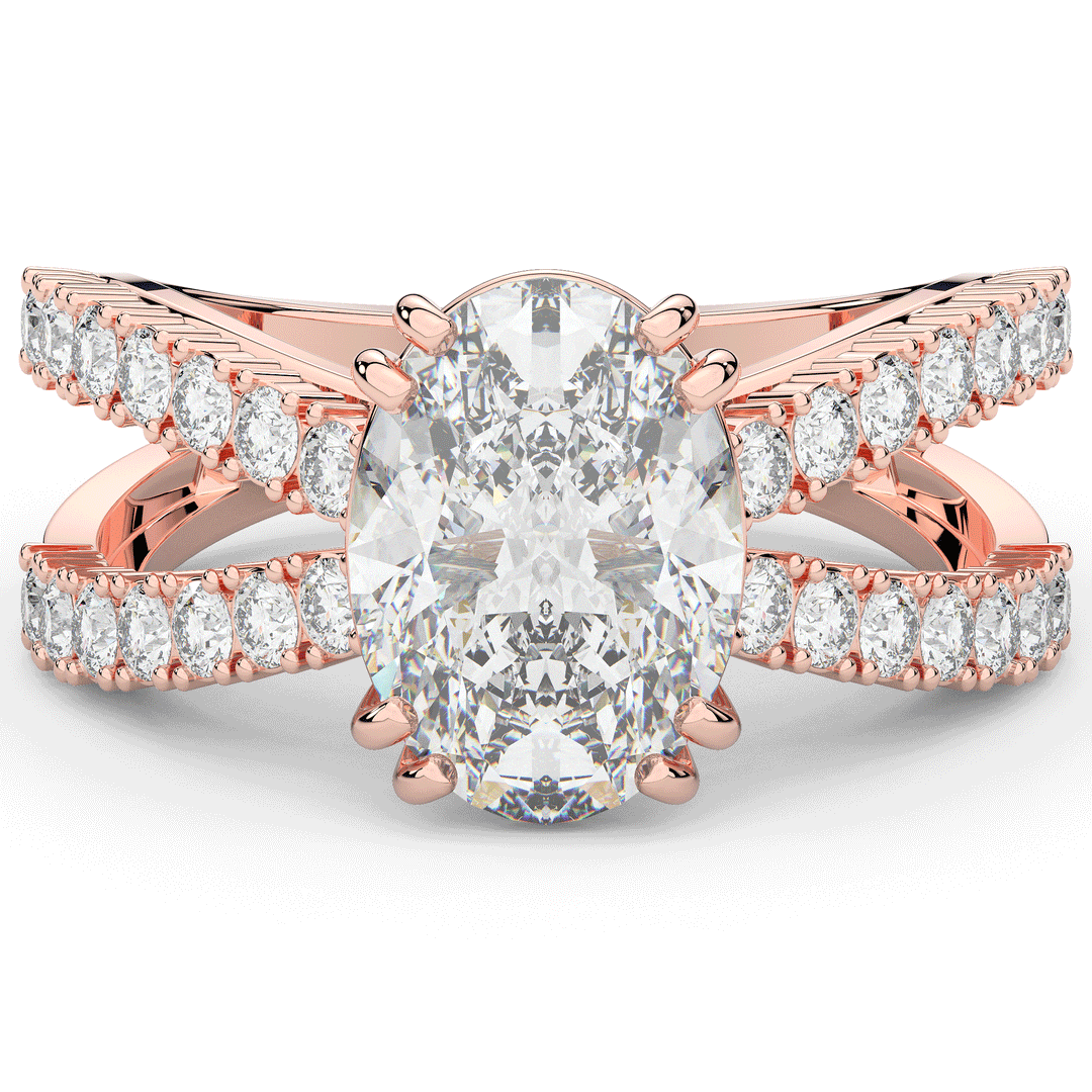 3.75CT.TW OVAL LAB DIAMOND SPLIT BAND ENGAGEMENT RING