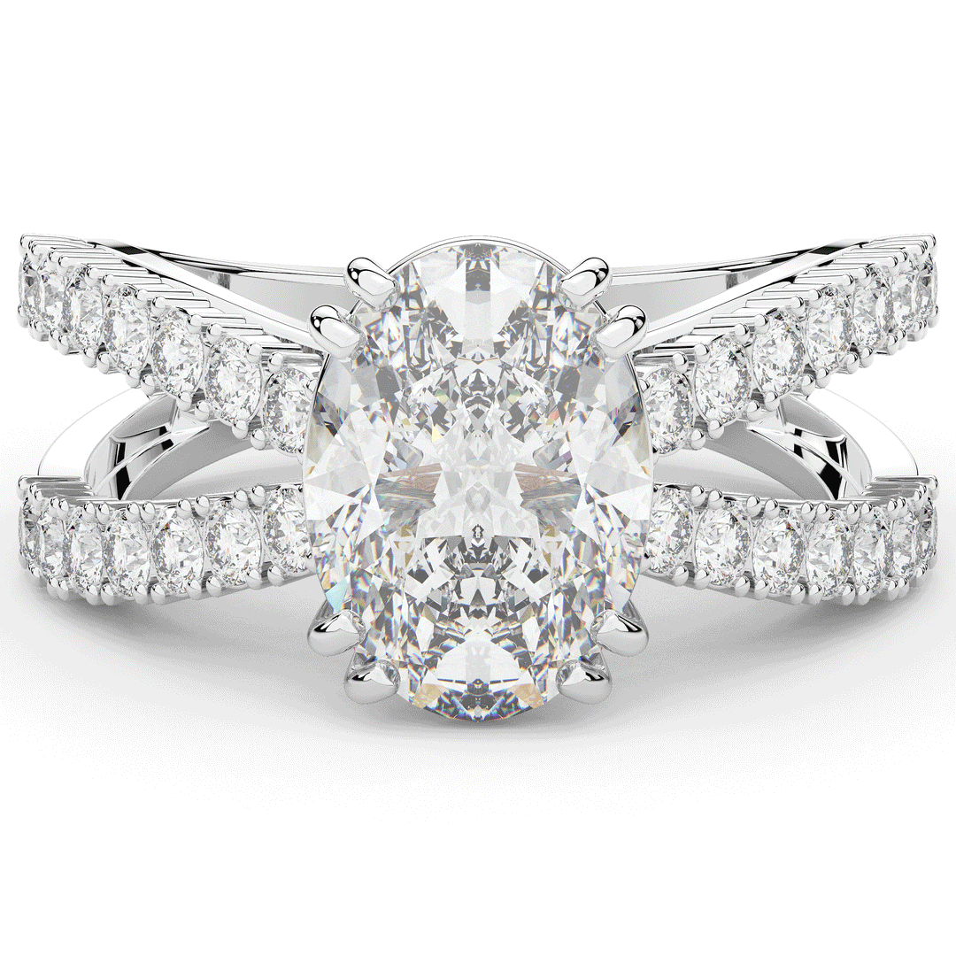 3.75CT.TW OVAL LAB DIAMOND SPLIT BAND ENGAGEMENT RING