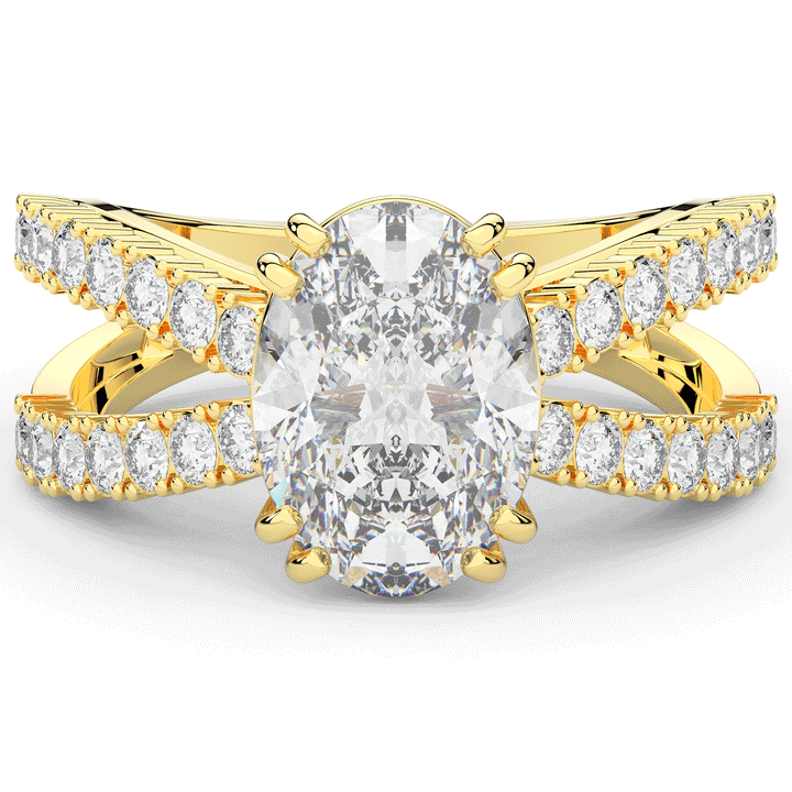 3.75CT.TW OVAL LAB DIAMOND SPLIT BAND ENGAGEMENT RING