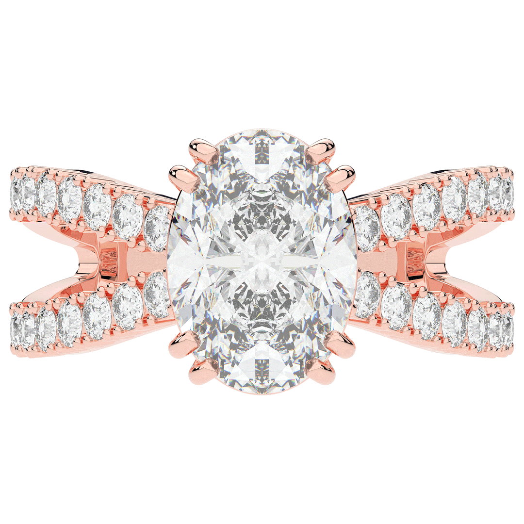 3.75CT.TW OVAL LAB DIAMOND SPLIT BAND ENGAGEMENT RING
