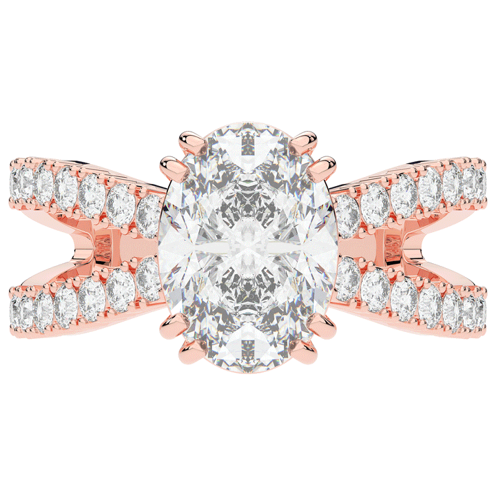 3.75CT.TW OVAL LAB DIAMOND SPLIT BAND ENGAGEMENT RING