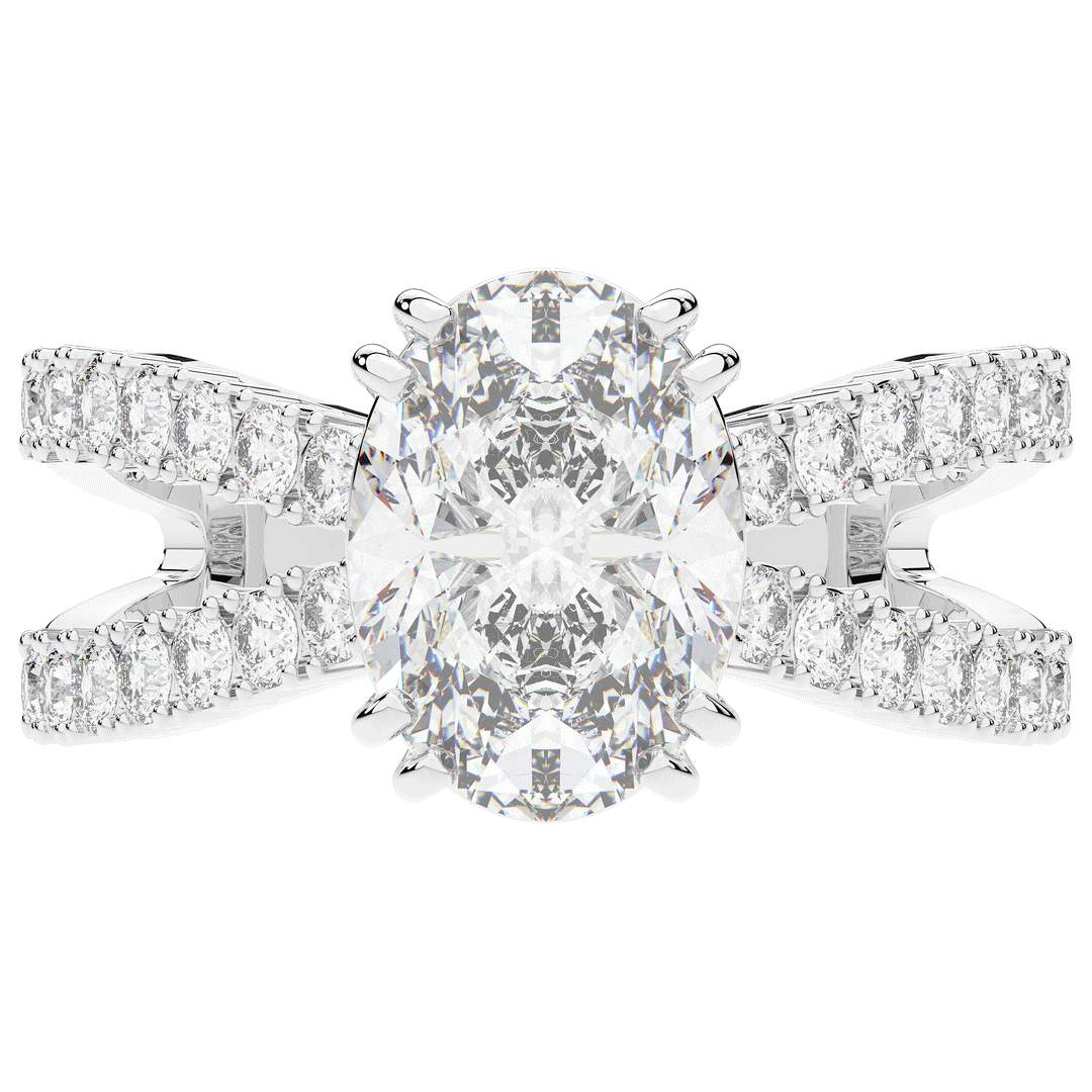 3.75CT.TW OVAL LAB DIAMOND SPLIT BAND ENGAGEMENT RING