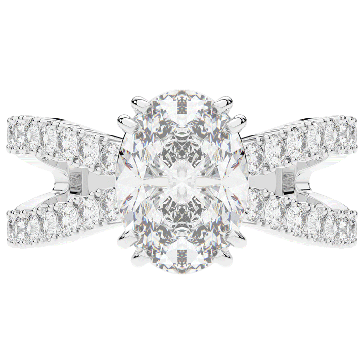 3.75CT.TW OVAL LAB DIAMOND SPLIT BAND ENGAGEMENT RING