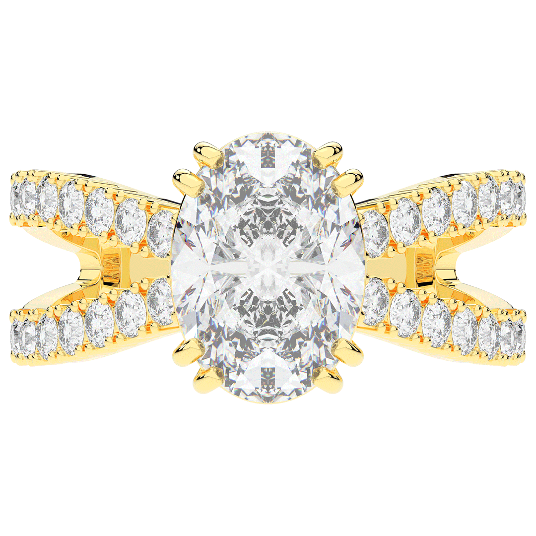 3.75CT.TW OVAL LAB DIAMOND SPLIT BAND ENGAGEMENT RING