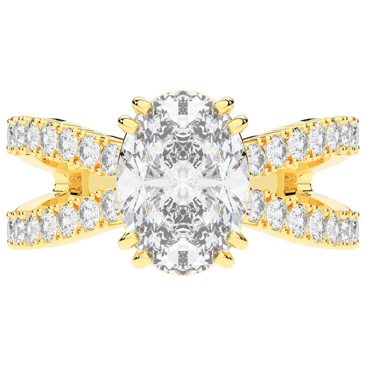 3.75CT.TW OVAL LAB DIAMOND SPLIT BAND ENGAGEMENT RING