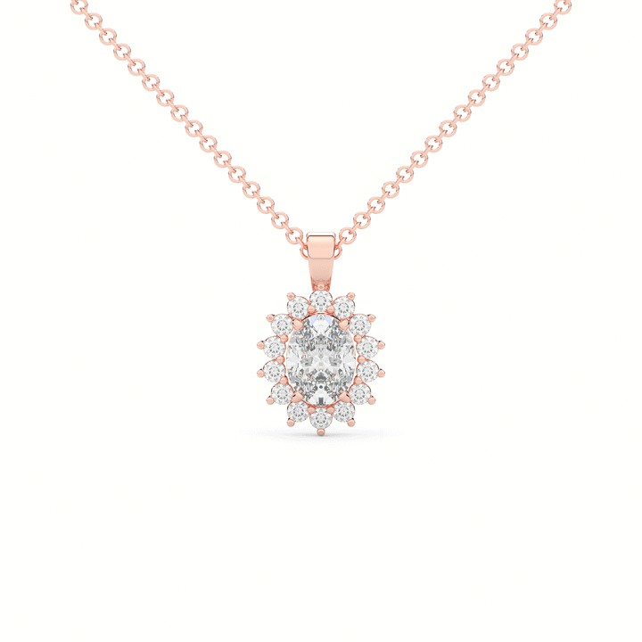 1.30CT.TW OVAL LAB DIAMOND HALO PENDANT - Nazarelle