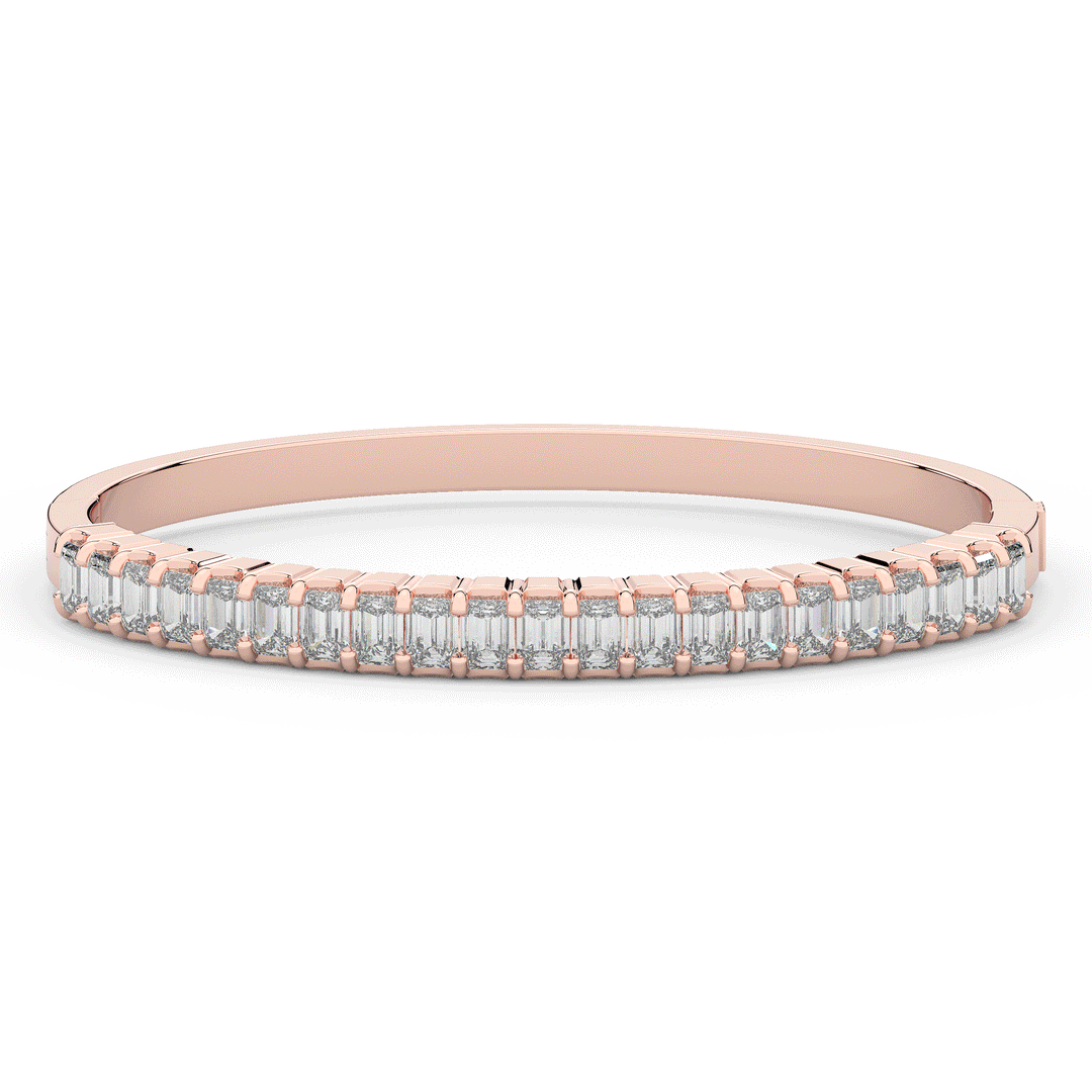 6.50CT.TW EMERALD CUT LAB DIAMOND BANGLE - Nazarelle