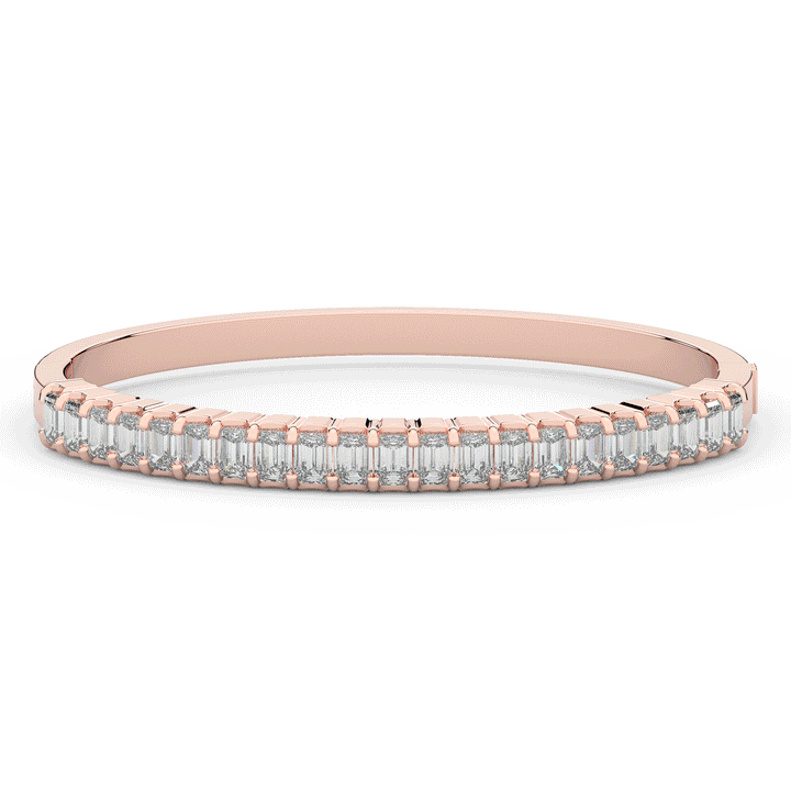 6.50CT.TW EMERALD CUT LAB DIAMOND BANGLE - Nazarelle