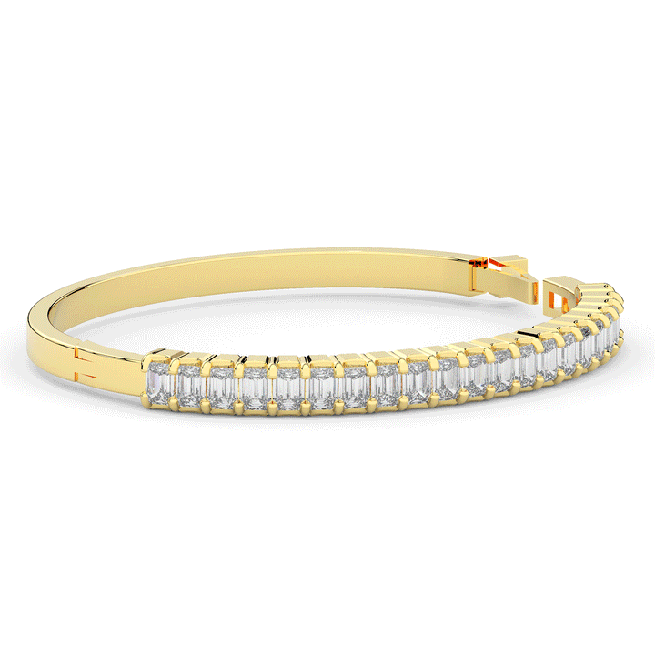 6.50CT.TW EMERALD CUT LAB DIAMOND BANGLE - Nazarelle