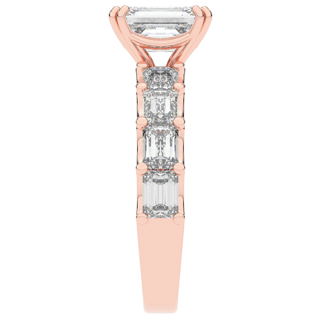 3.75CT.TW EMERALD CUT LAB DIAMOND SOLITAIRE ENGAGEMENT RING