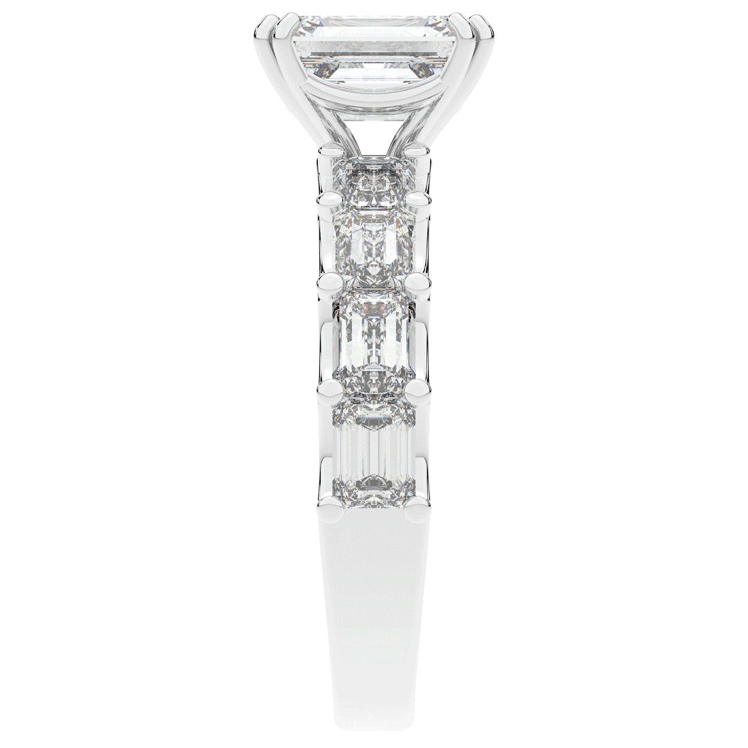 3.75CT.TW EMERALD CUT LAB DIAMOND SOLITAIRE ENGAGEMENT RING