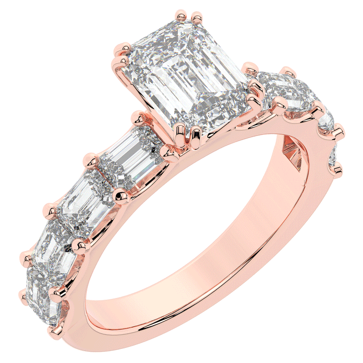 3.75CT.TW EMERALD CUT LAB DIAMOND SOLITAIRE ENGAGEMENT RING