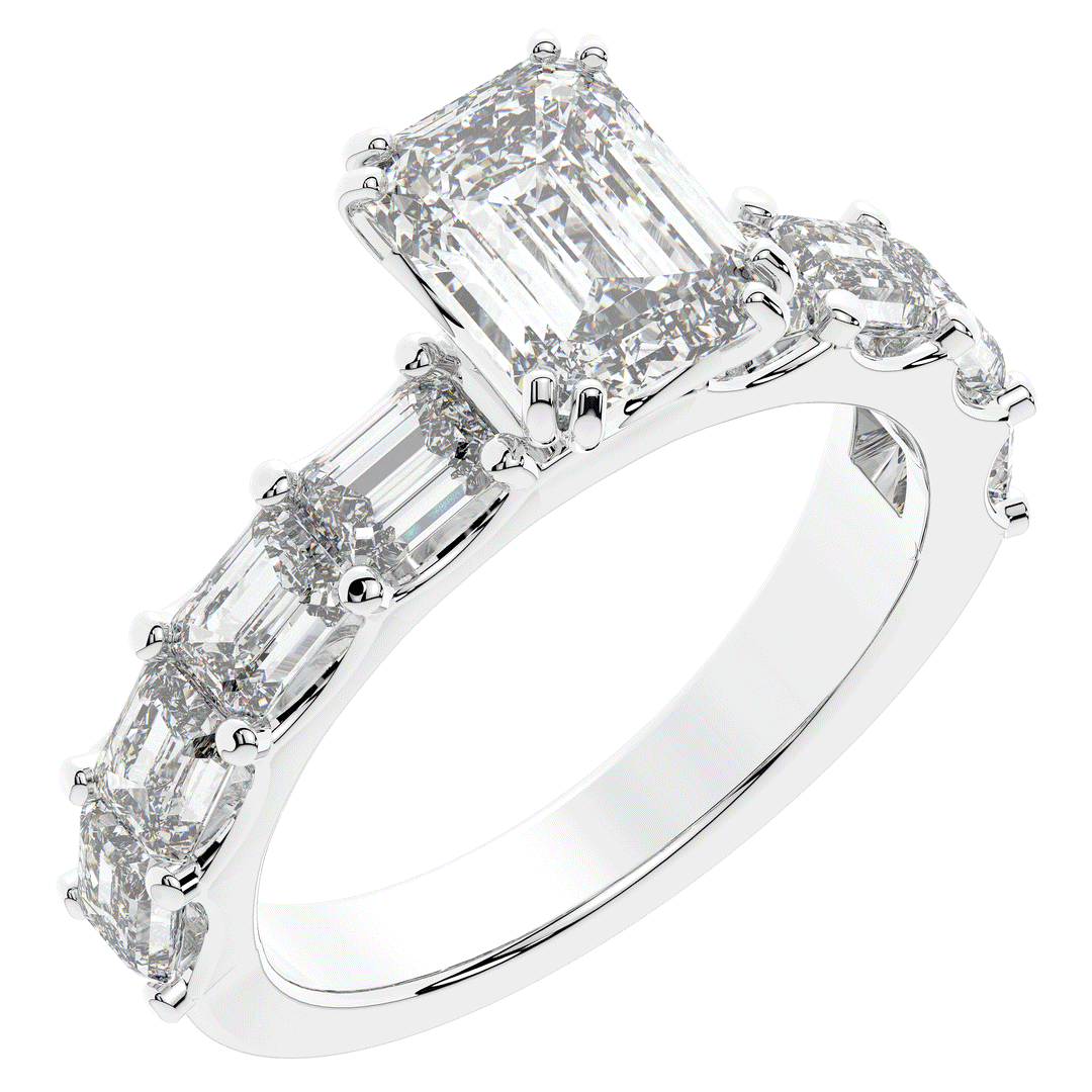 3.75CT.TW EMERALD CUT LAB DIAMOND SOLITAIRE ENGAGEMENT RING