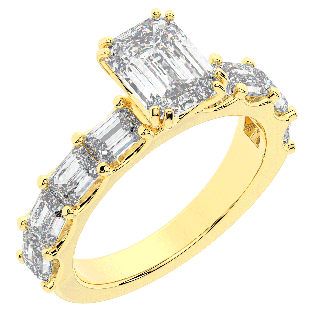 3.75CT.TW EMERALD CUT LAB DIAMOND SOLITAIRE ENGAGEMENT RING