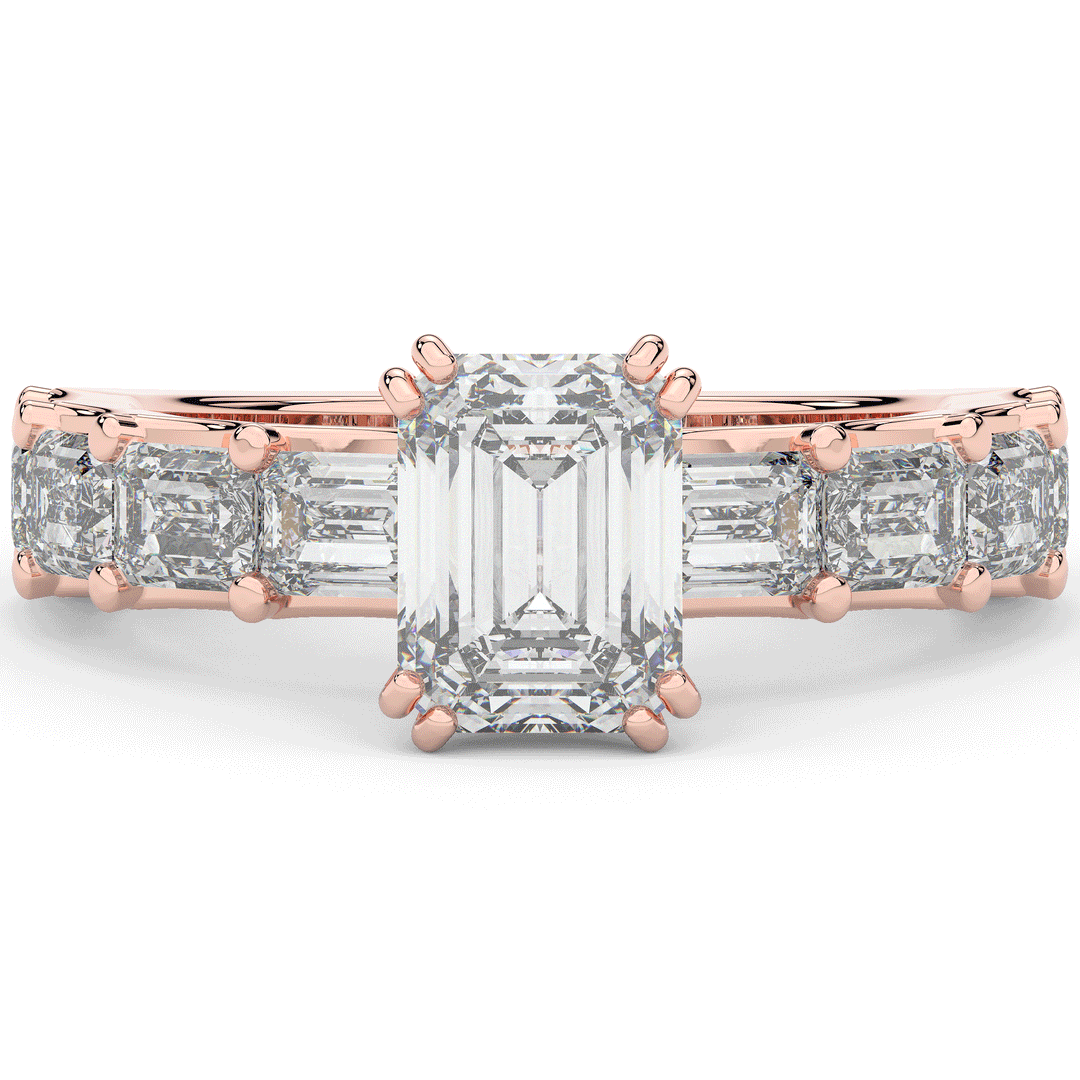 3.75CT.TW EMERALD CUT LAB DIAMOND SOLITAIRE ENGAGEMENT RING