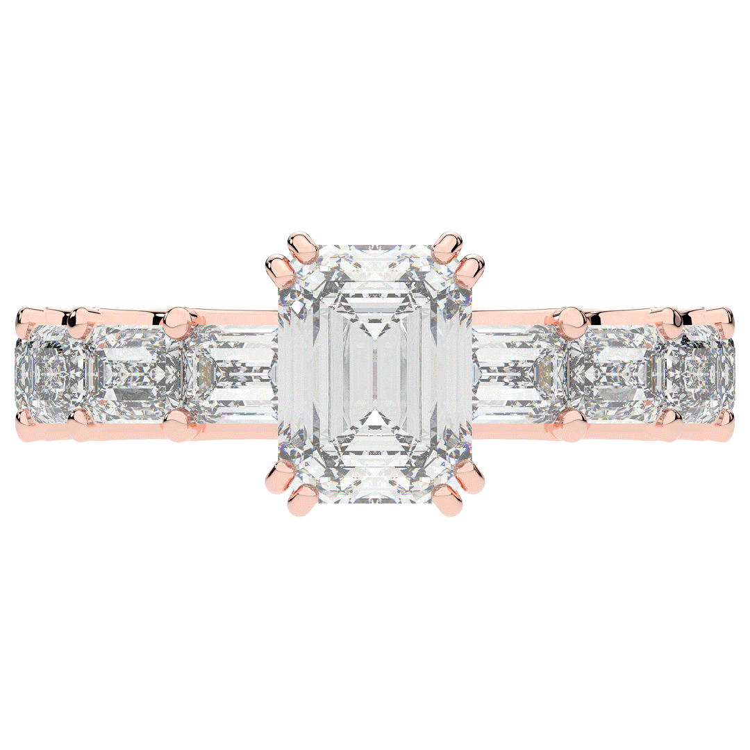 3.75CT.TW EMERALD CUT LAB DIAMOND SOLITAIRE ENGAGEMENT RING