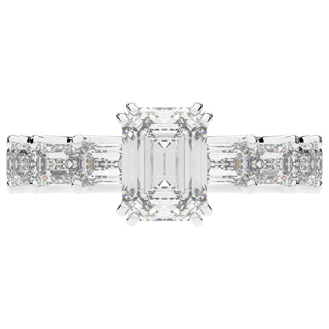 3.75CT.TW EMERALD CUT LAB DIAMOND SOLITAIRE ENGAGEMENT RING