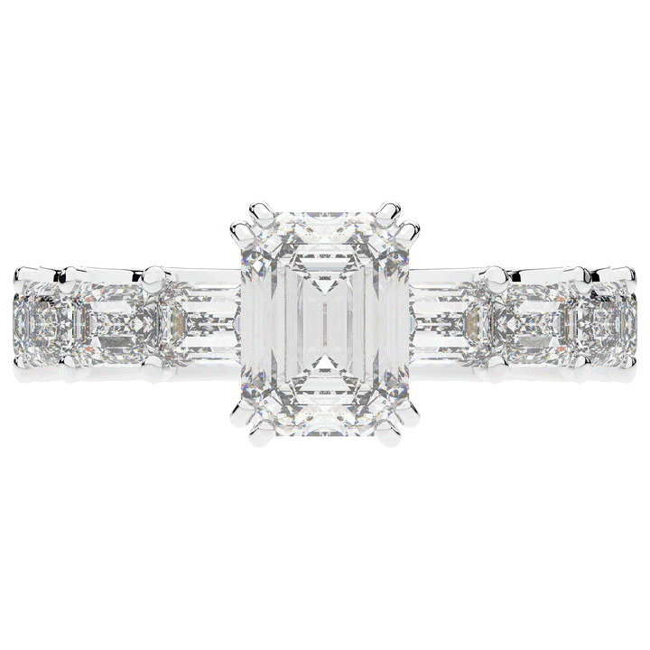 3.75CT.TW EMERALD CUT LAB DIAMOND SOLITAIRE ENGAGEMENT RING