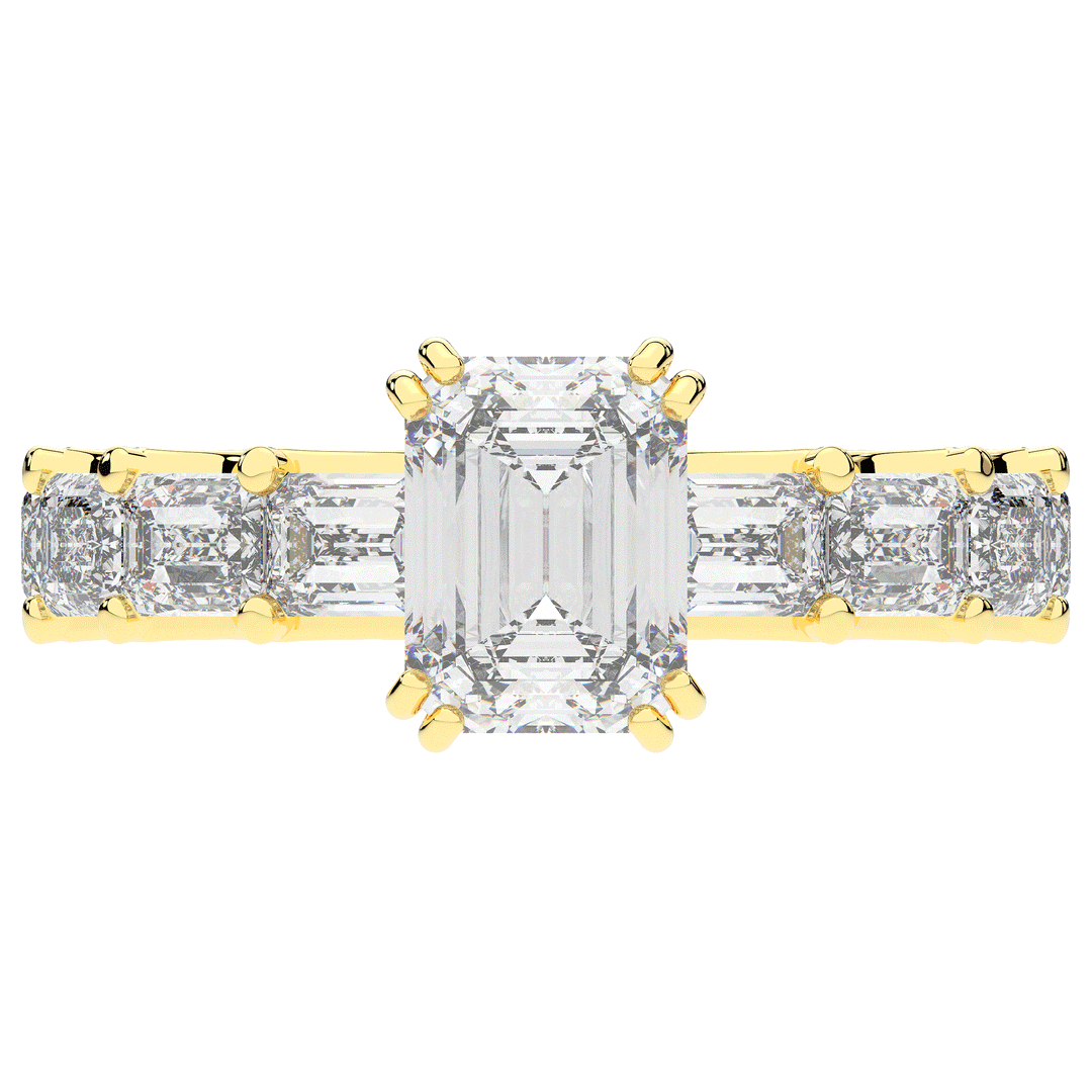 3.75CT.TW EMERALD CUT LAB DIAMOND SOLITAIRE ENGAGEMENT RING