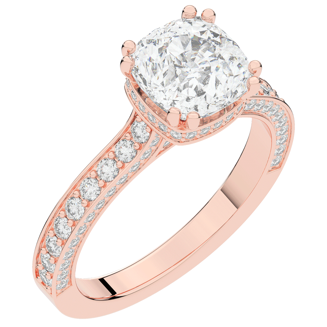 2.60CT.TW CUSHION LAB DIAMOND SOLITAIRE ENGAGEMENT RING - Nazarelle