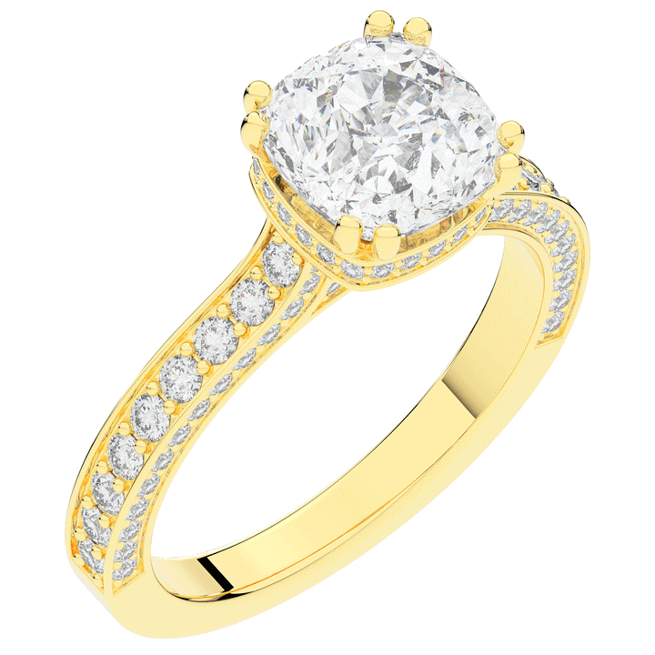 2.60CT.TW CUSHION LAB DIAMOND SOLITAIRE ENGAGEMENT RING - Nazarelle
