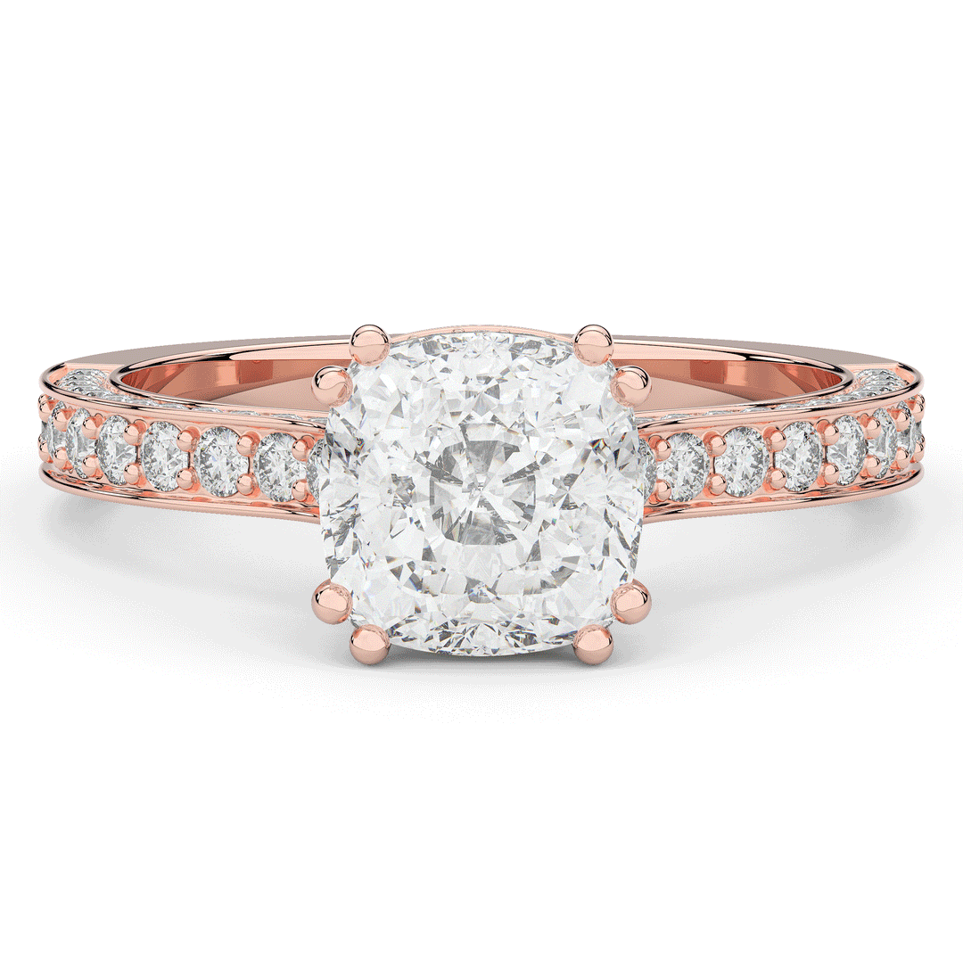 2.60CT.TW CUSHION LAB DIAMOND SOLITAIRE ENGAGEMENT RING - Nazarelle