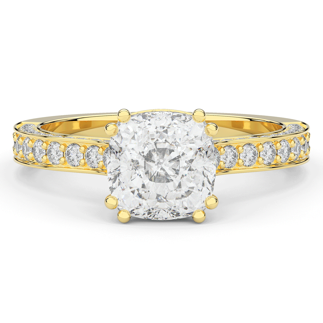 2.60CT.TW CUSHION LAB DIAMOND SOLITAIRE ENGAGEMENT RING - Nazarelle
