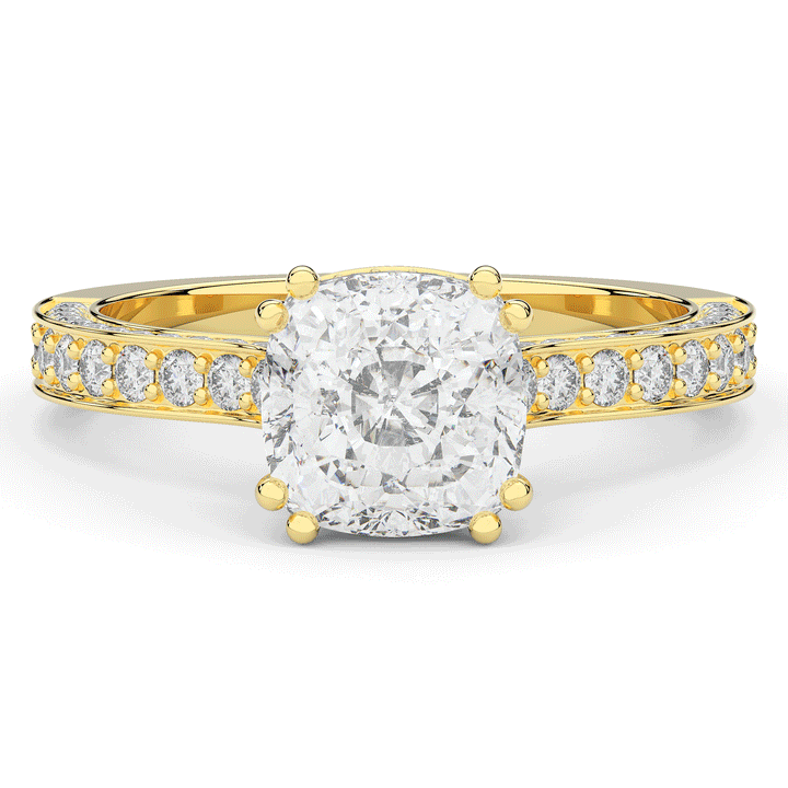 2.60CT.TW CUSHION LAB DIAMOND SOLITAIRE ENGAGEMENT RING - Nazarelle