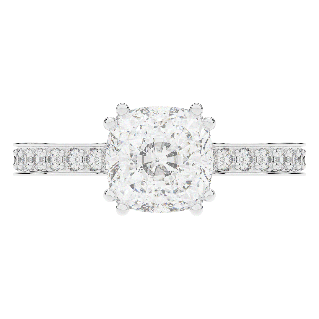 2.60CT.TW CUSHION LAB DIAMOND SOLITAIRE ENGAGEMENT RING - Nazarelle