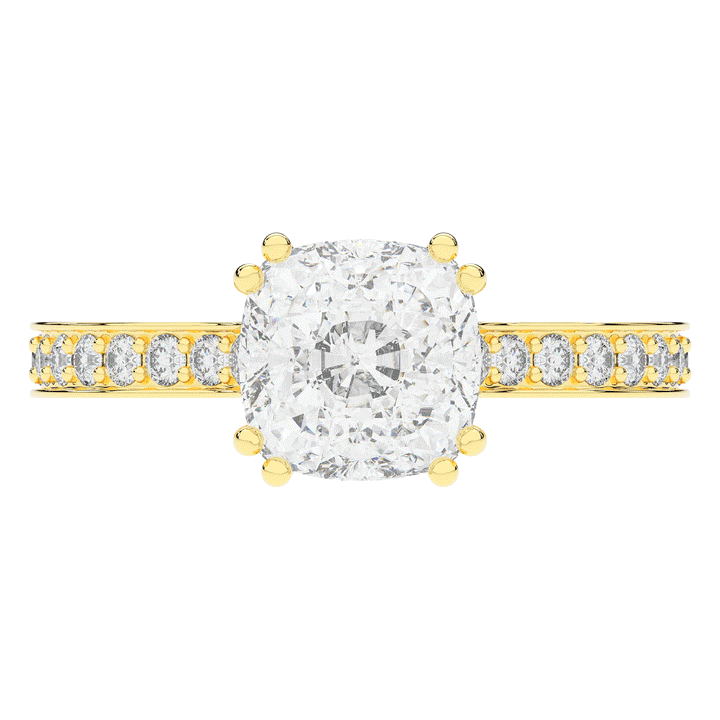 2.60CT.TW CUSHION LAB DIAMOND SOLITAIRE ENGAGEMENT RING - Nazarelle
