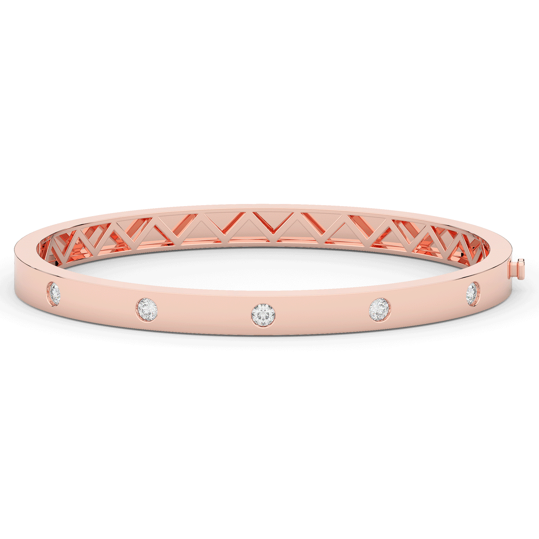 0.50CT.TW ROUND LAB DIAMOND BEZEL SET BANGLE - Nazarelle
