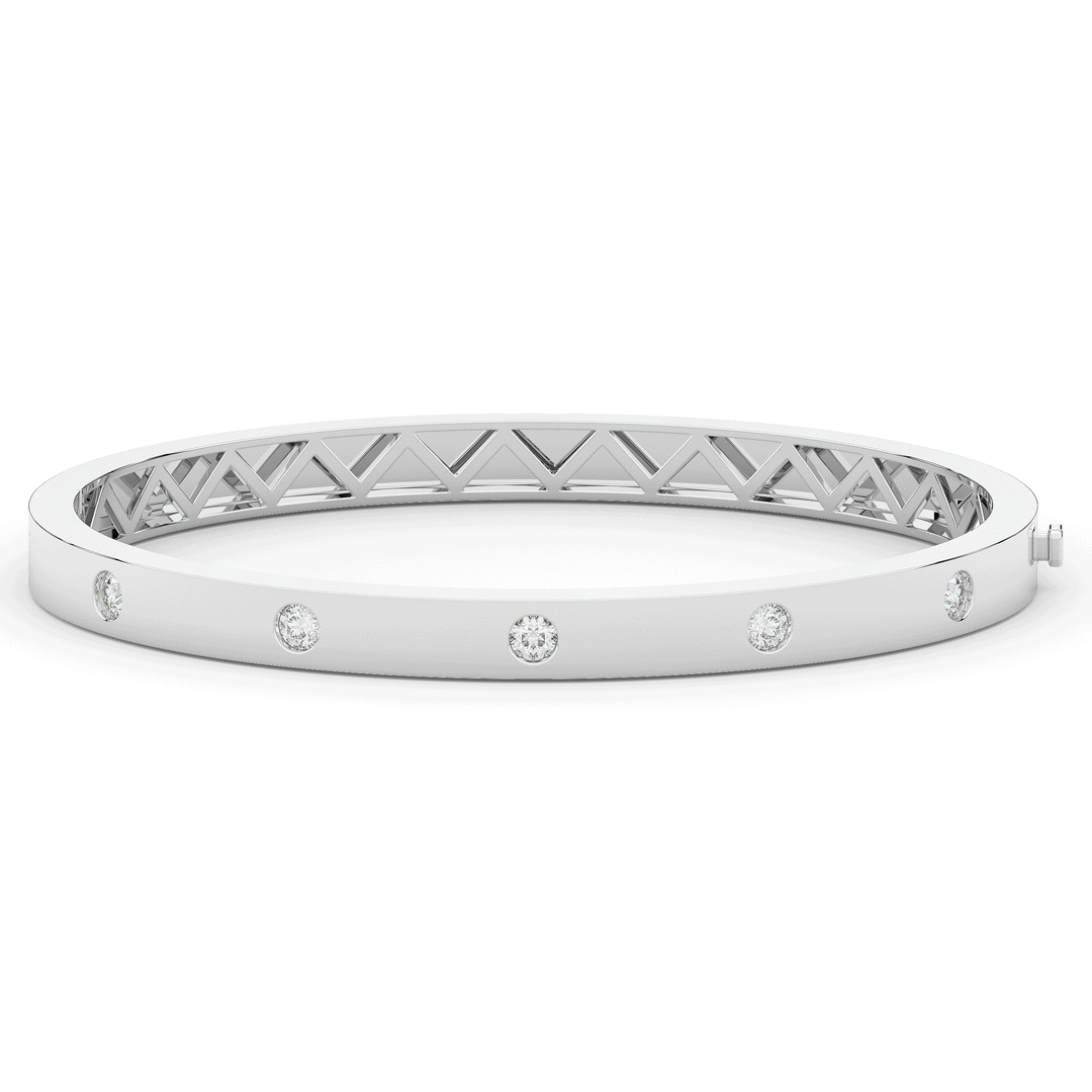 0.50CT.TW ROUND LAB DIAMOND BEZEL SET BANGLE - Nazarelle