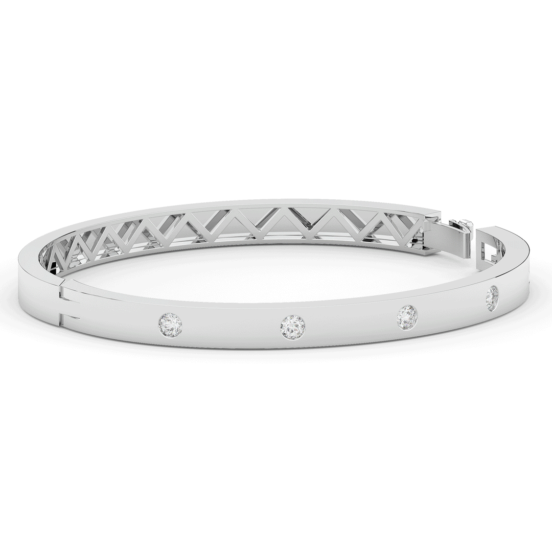 0.50CT.TW ROUND LAB DIAMOND BEZEL SET BANGLE - Nazarelle