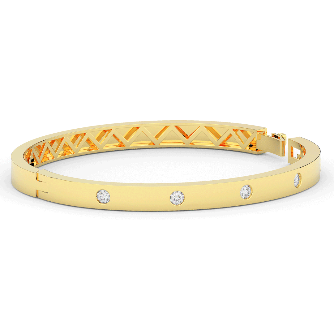 0.50CT.TW ROUND LAB DIAMOND BEZEL SET BANGLE - Nazarelle