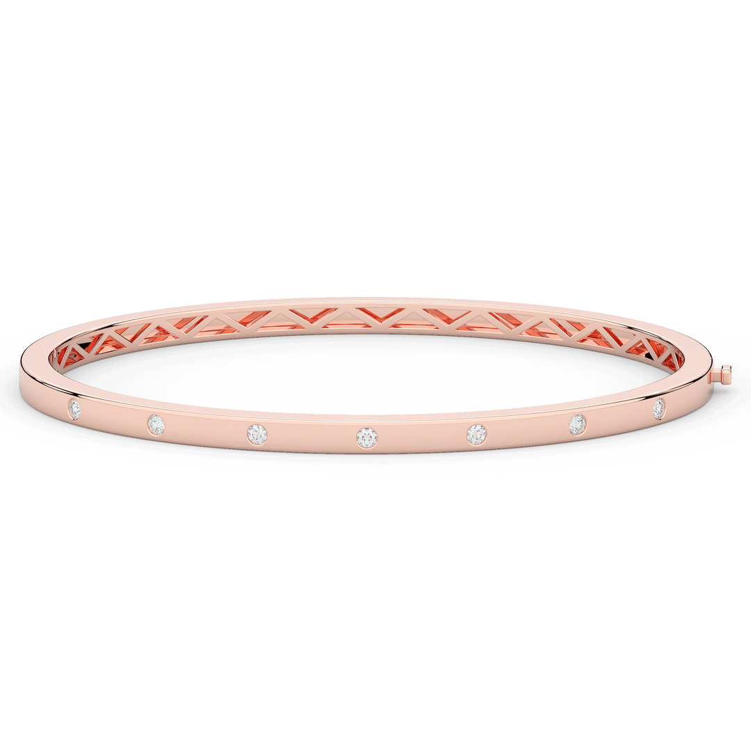 0.15CT.TW ROUND LAB BEZEL SET DIAMOND BANGLE - Nazarelle