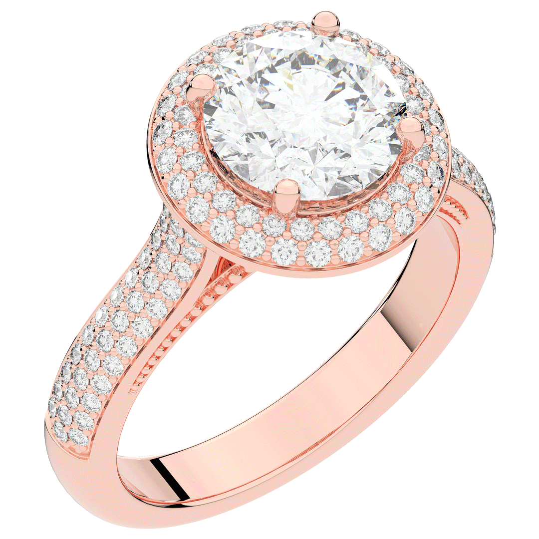 2.45CT.TW ROUND LAB DIAMOND HALO ENGAGEMENT RING - Nazarelle